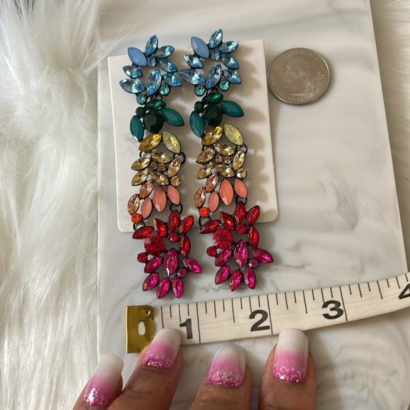 Colorful Crystal Drop Earrings - Picture 9 of 12